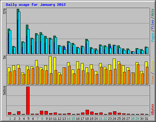 Daily usage for January 2012