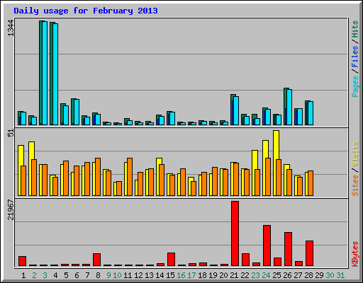 Daily usage for February 2013