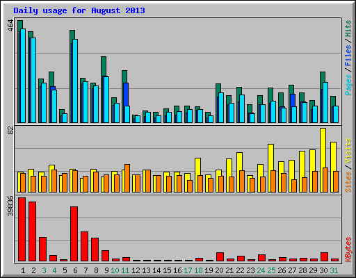 Daily usage for August 2013