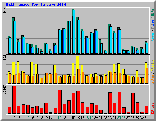 Daily usage for January 2014