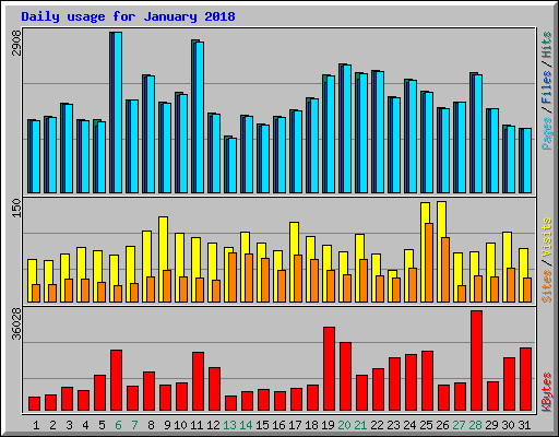 Daily usage for January 2018