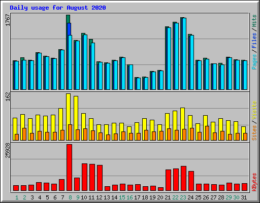 Daily usage for August 2020