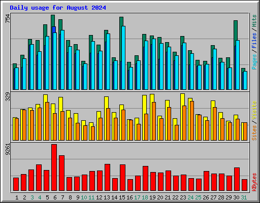 Daily usage for August 2024