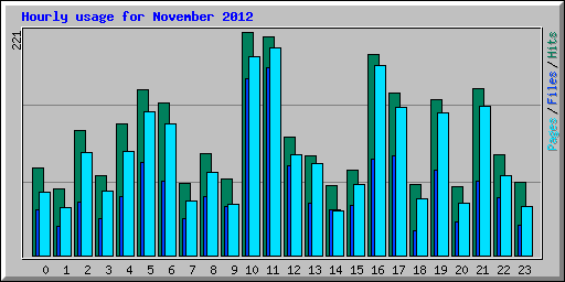 Hourly usage for November 2012