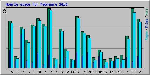 Hourly usage for February 2013