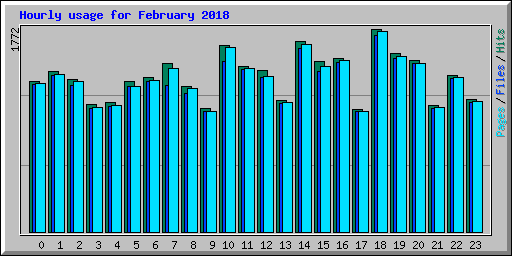 Hourly usage for February 2018